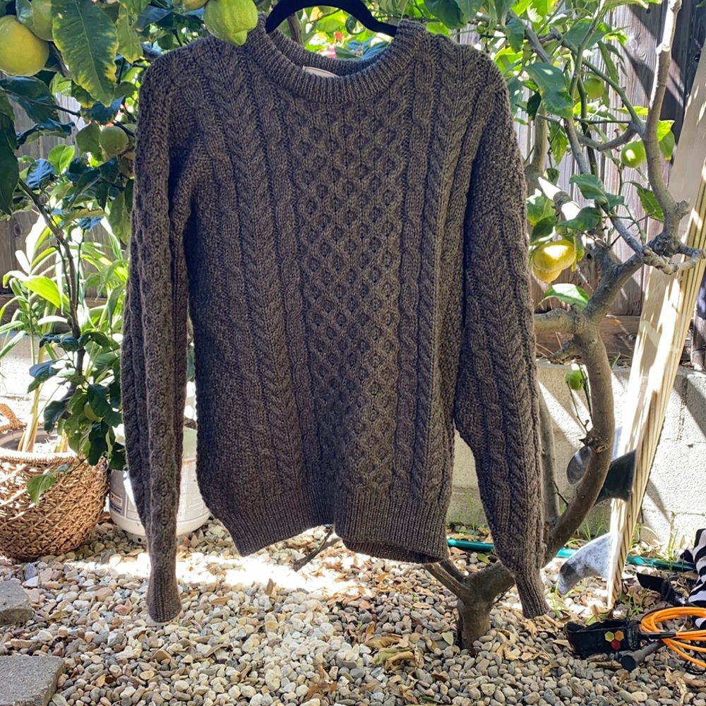 LL BEAN Fisherman Ireland Chunky Knit Sweater Vtg